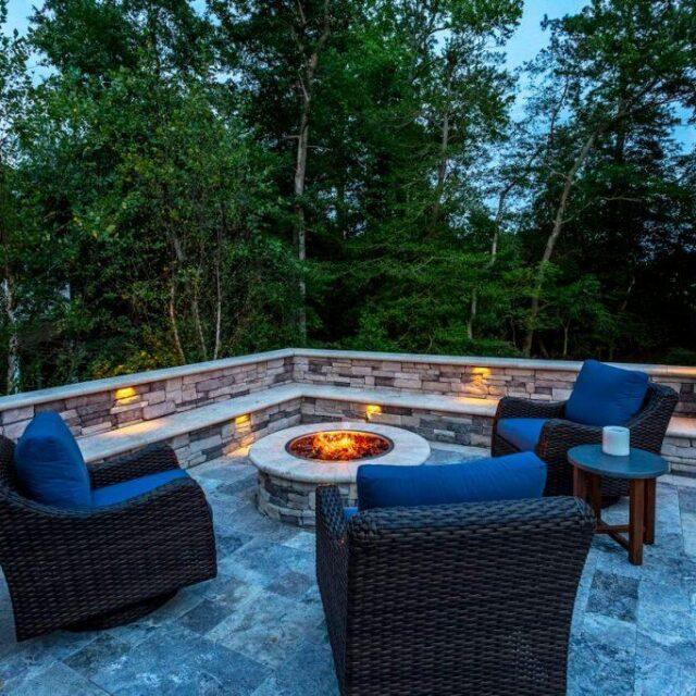 Seating Area and firepit by Ashton Pools by Design