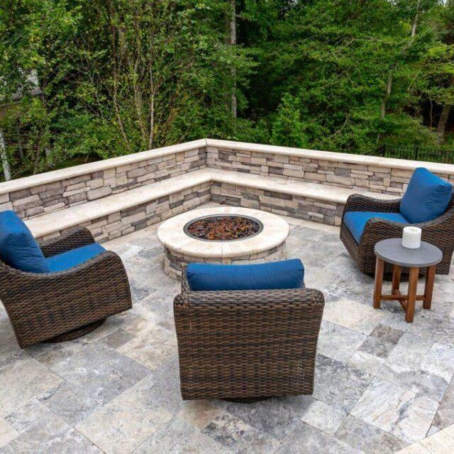 Seating Area and firepit by Ashton Pools by Design