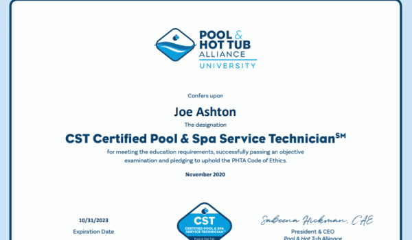 CST Certified Pool & Spa Service Technician