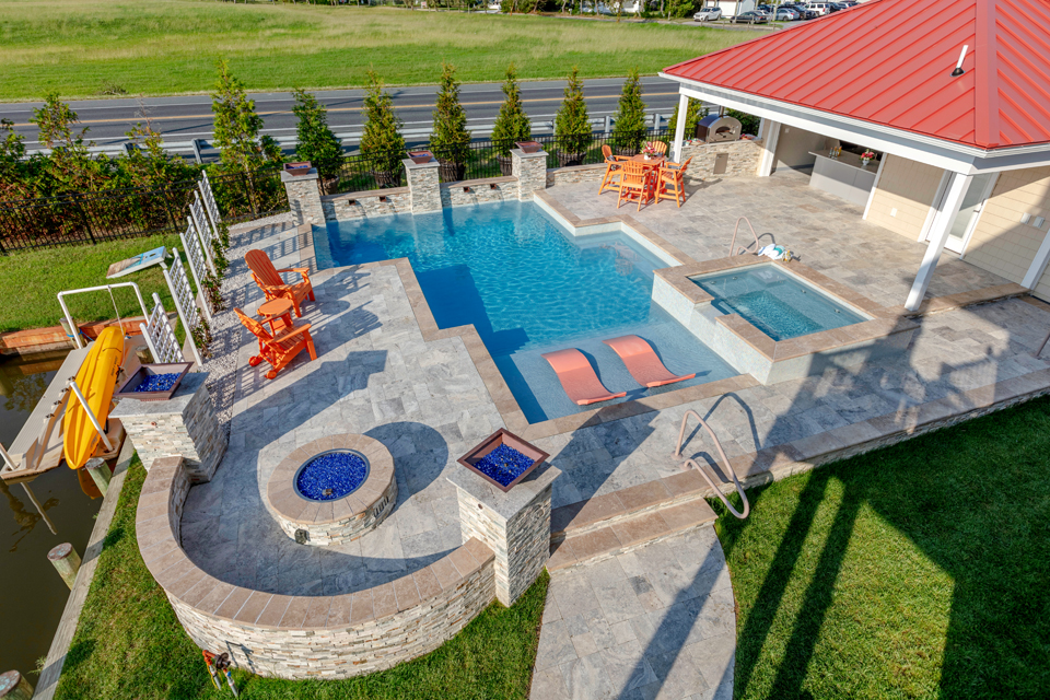 Custom gunite pool built by Ashton Pools by Design