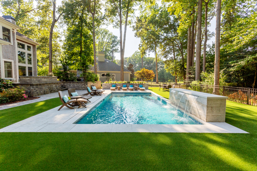 Custom Concrete pool with water feature