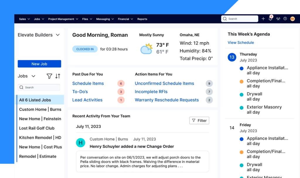 Photo of buildertrend being used on portal