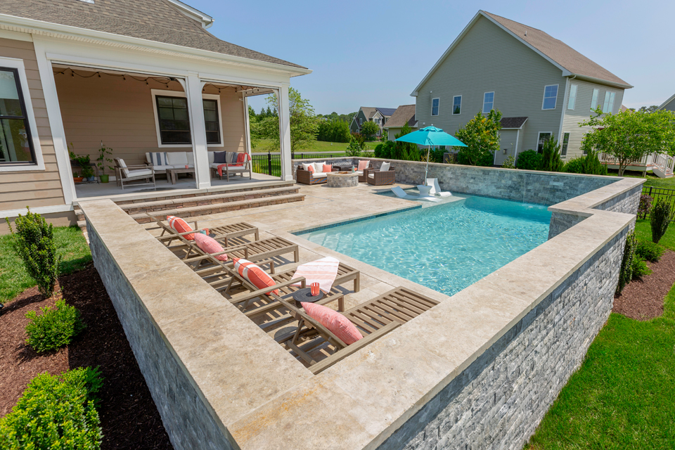 luxury custom pool designed so that everyone is visible 