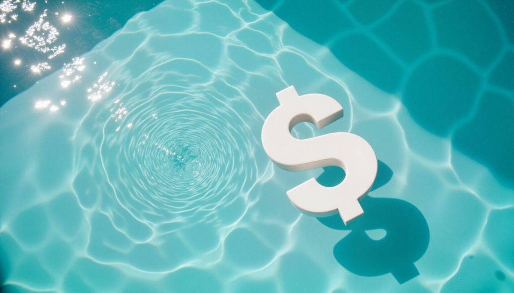 photo of a dollar sign floating in a pool