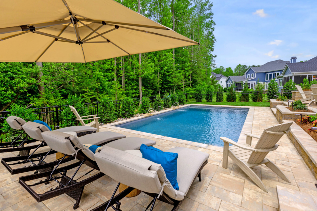 Custom pool with patio for lounging