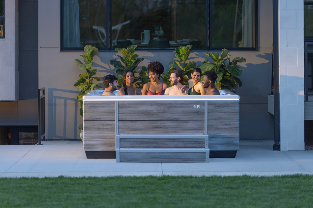 Bullfrog Spas display with custom spa designs by Ashton Pools by Design