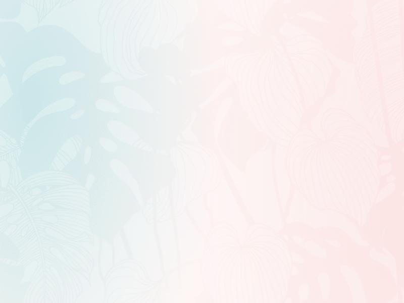 Gradient background blends light blue on the left and light pink on the right, overlaid with faint, outlined tropical leaf patterns—perfect for showcasing luxury pools and enhancing your outdoor living experience.